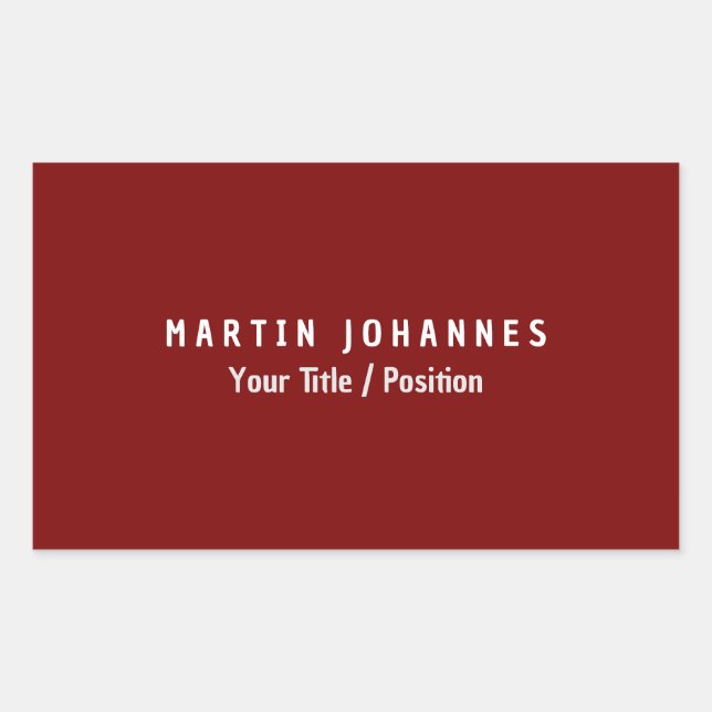 Adesivo Retangular Simples e Moderno Vermelho Profundo Elegante (Frente)