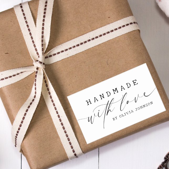 Adesivo Retangular Simples fabricado à mão com o Love Script Business (Criador carregado)