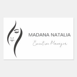 Adesivo Retangular Simples Salão Branco E Bela Negra