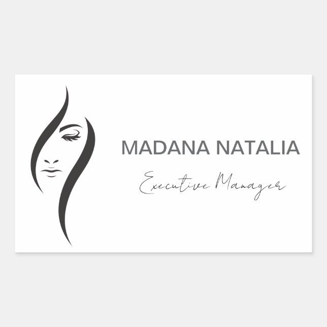 Adesivo Retangular Simples Salão Branco E Bela Negra (Frente)