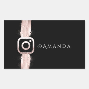Adesivo Retangular Simplesmente preto moderno de Instagra da faísca