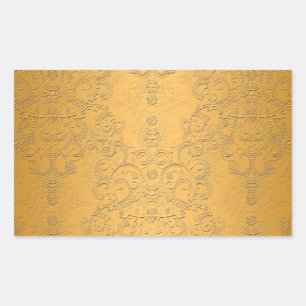 Adesivo Retangular Simulada Dourada com Design de Ornamentado embutid
