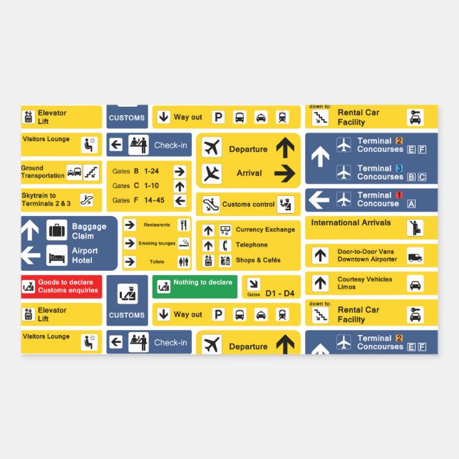 Adesivo Retangular Sinais de aeroporto (Frente)