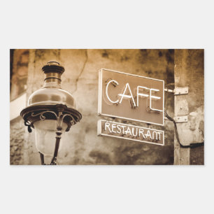 Adesivo Retangular Sinal de café em sépia, Paris, França