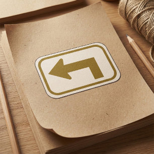 Adesivo Retangular Sinal de estrada direcional de seta para a esquerd