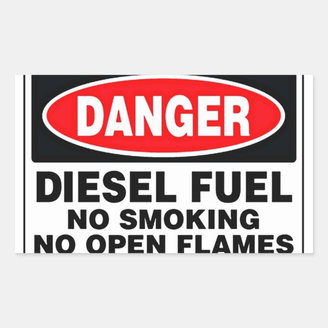 Adesivo Retangular Sinal de Perigo Combustível Diesel (Frente)