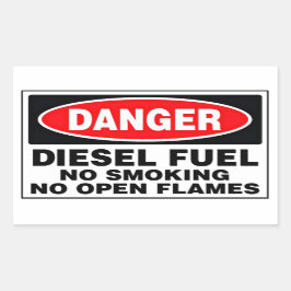 Adesivo Retangular Sinal de Perigo Combustível Diesel