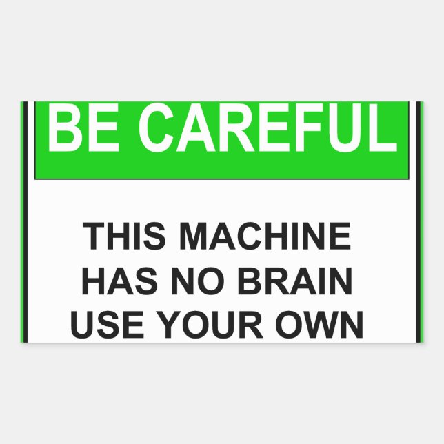 Adesivo Retangular Sinal engraçado do cuidado da manutenção (Frente)