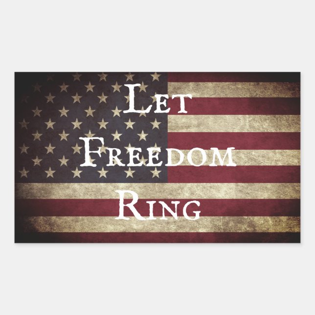Adesivo Retangular Sinalizador Americano do anel da Liberdade (Frente)