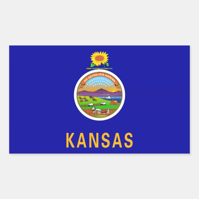 Adesivo Retangular Sinalizador do Estado do Kansas (Frente)