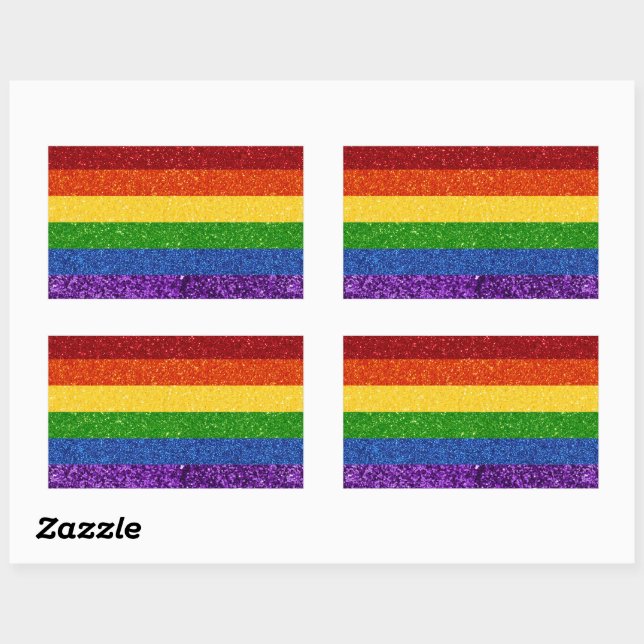 Adesivo Retangular Sinalizador do Orgulho Arco-Íris LGBT Glitter (Folha)