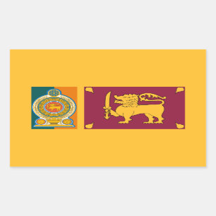 Adesivo Retangular Sinalizador e emblema do Sri Lanka, Bandeira do Sr