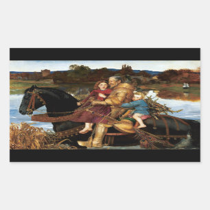 Adesivo Retangular Sir Isumbras no Ford c. 1857 por John Millais
