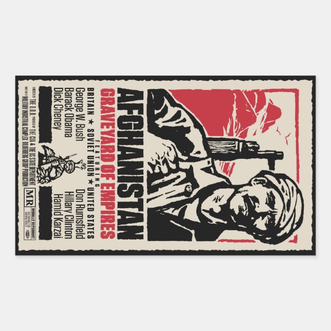 Adesivo Retangular Sistema de Vinheta do Afeganistão (Frente)