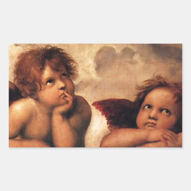 Adesivo Retangular Sistine Madonna 2 anjos por Raphael (Frente)