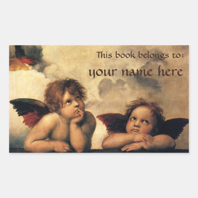 Adesivo Retangular Sistine Madonna Angels, por Rafael, Arte Renascent (Frente)