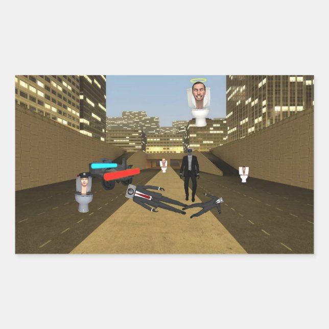 Adesivo Retangular Skibidi Toilet Sticker :) (Frente)