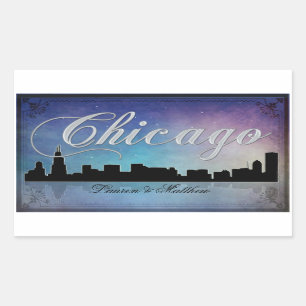 Adesivo Retangular Skyline colorida de Chicago Illinois