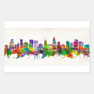 Adesivo Retangular Skyline de Chicago Illinois