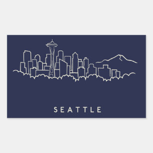 Adesivo Retangular Skyline de Seattle