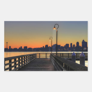 Adesivo Retangular Skyline do centro de Seattle Washington