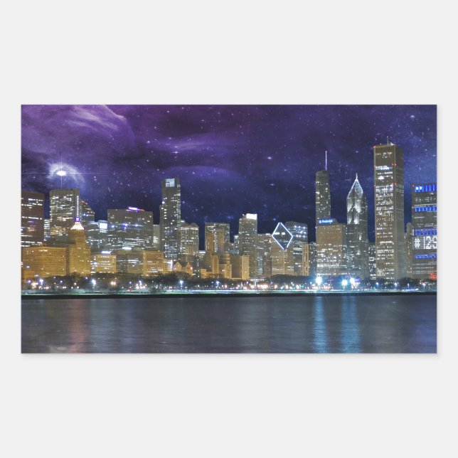 Adesivo Retangular Skyline do Spacey Chicago (Frente)