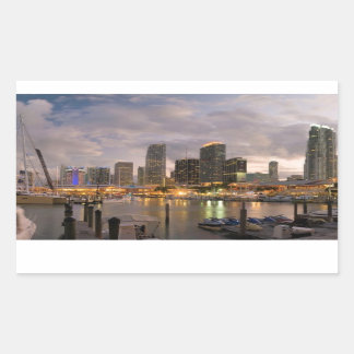 Adesivo Retangular Skyline financeira de Miami no crepúsculo