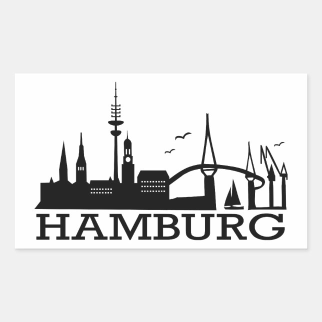 Adesivo Retangular Skyline Hamburg (Frente)