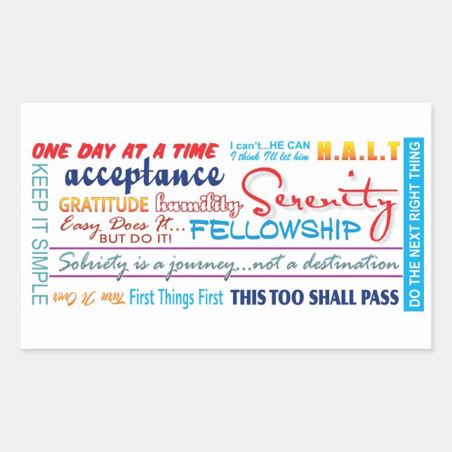 Adesivo Retangular slogans de recuperação (Frente)