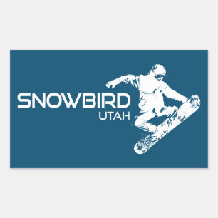 Adesivo Retangular Snowbird Utah Snowboarder
