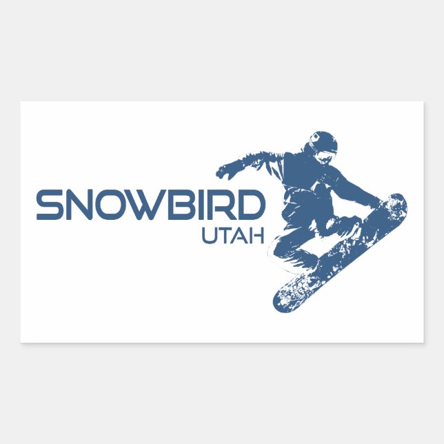 Adesivo Retangular Snowbird Utah Snowboarder (Frente)