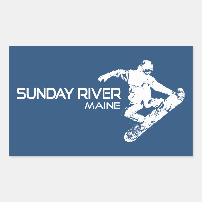 Adesivo Retangular Snowboarder do Sunday River Maine (Frente)