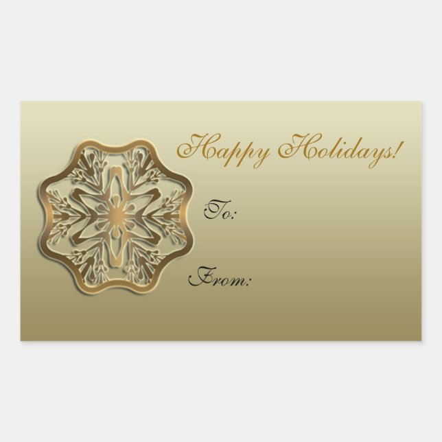 Adesivo Retangular Snowflake Gift Sticker (Frente)