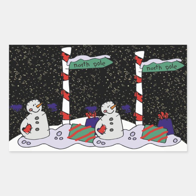 Adesivo Retangular Snowman e Polo Norte - (Frente)