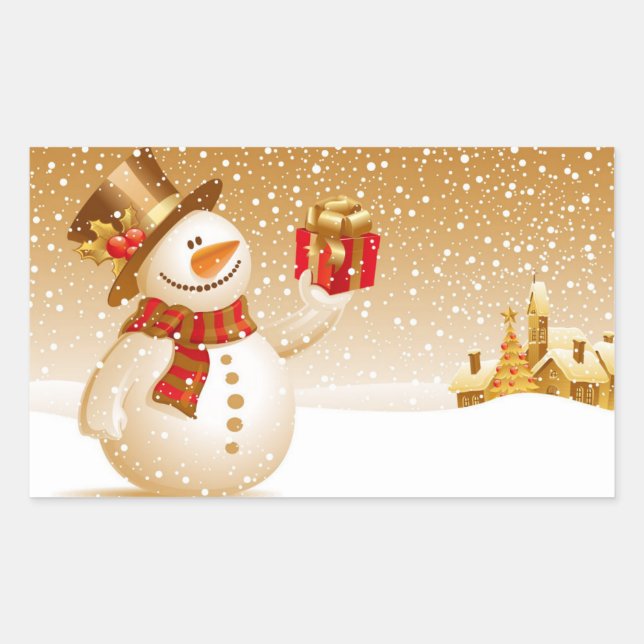 Adesivo Retangular Snowman Stickers (Frente)