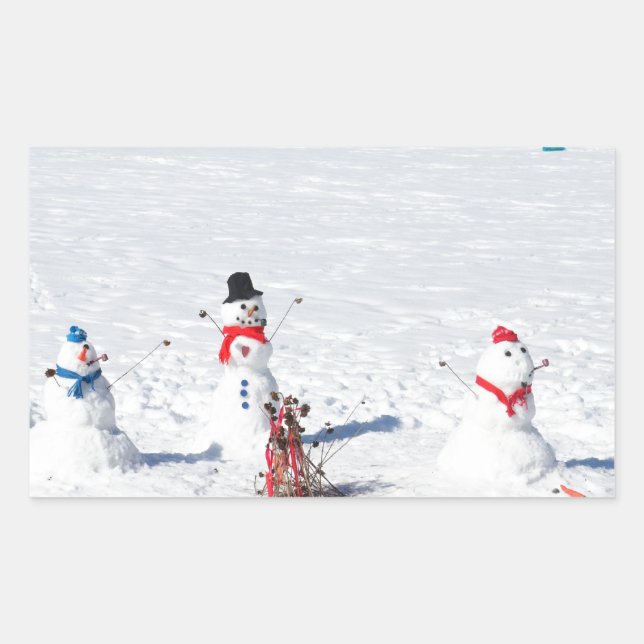 Adesivo Retangular Snowmen de Natal (Frente)