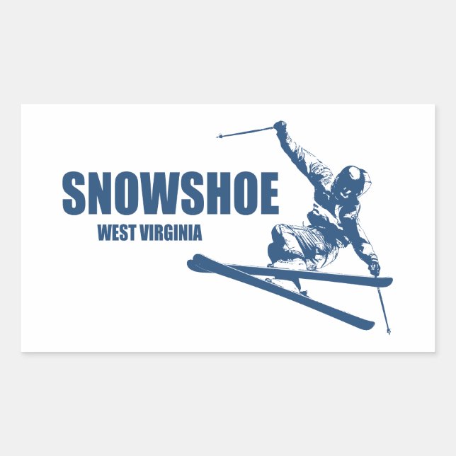Adesivo Retangular Snowshoe Mountain West Virginia Skier (Frente)