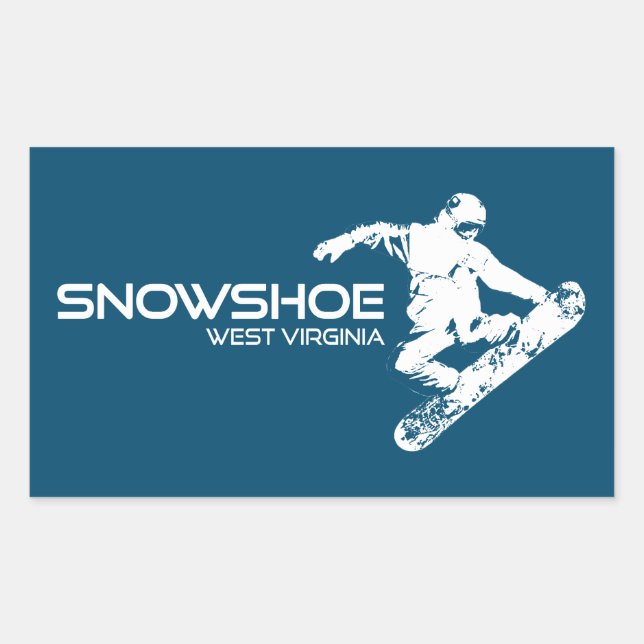 Adesivo Retangular Snowshoe Mountain West Virginia Snowboarder (Frente)