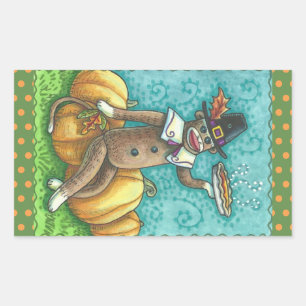 ADESIVO RETANGULAR SOCK MONKEY PILGRIM OBRIGADO A SABER O RITMO DA FO