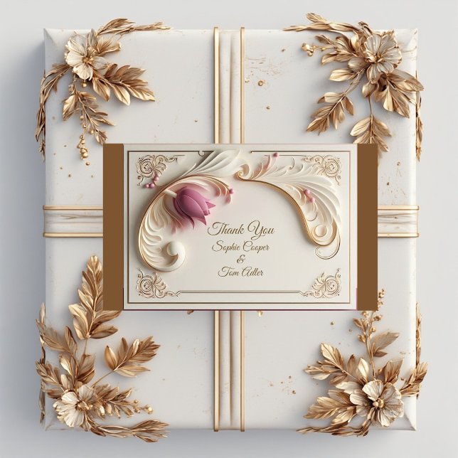 Adesivo Retangular Soft Gold Baroque Grandeur with Tulip Floral Swirl (Soft Gold Baroque Grandeur with Tulip Floral Swirl Rectangular Sticker)