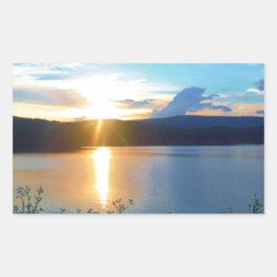 Adesivo Retangular Sol azul no lago