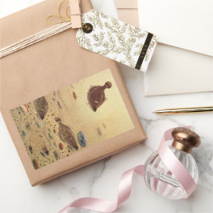 Adesivo Retangular Soles ou Peixes Chatos, Vida Marinha Antiga 