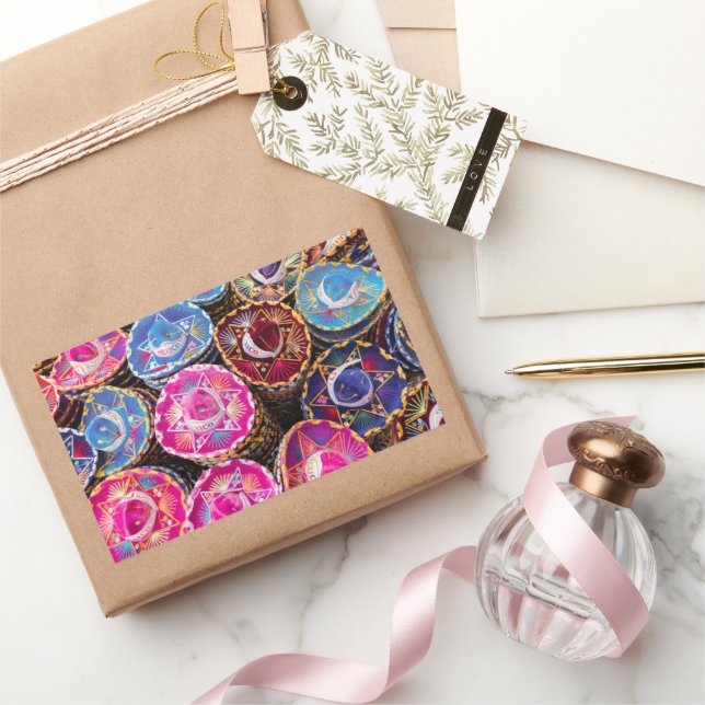 Adesivo Retangular Sombrero mexicano vibrante (Presentear)