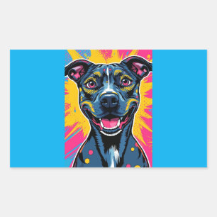 Adesivo Retangular Sorriso de arte pop - O poder de um cachorro feliz