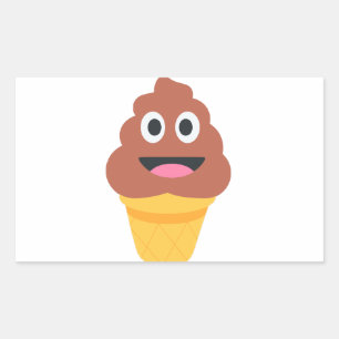 Adesivo Retangular sorvete cone poo emoji