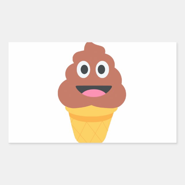 Adesivo Retangular sorvete cone poo emoji (Frente)