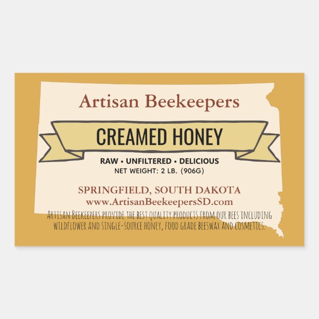 Adesivo Retangular South Dakota Creamed Honey Stickers (Frente)