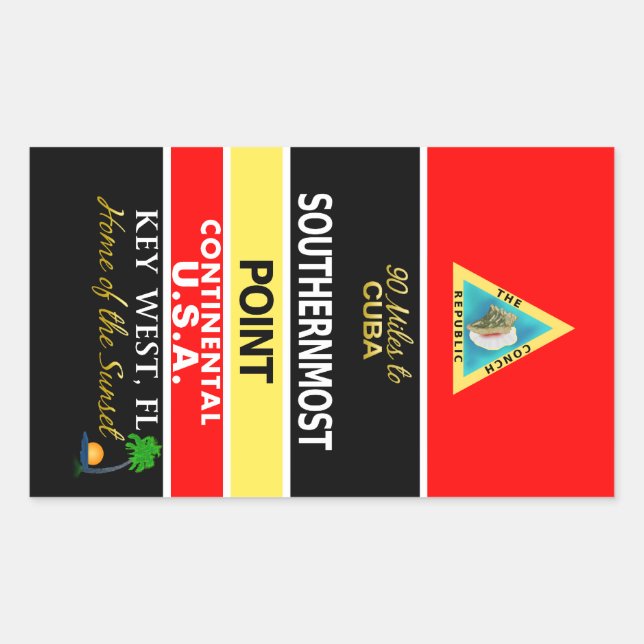 Adesivo Retangular South Point Buoy Key West (Frente)