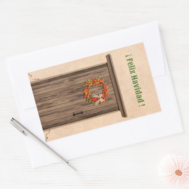Adesivo Retangular Southwest Chile Wreath Holiday Feliz Navidad (Envelope)