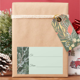 Adesivo Retangular Sparkling Frost Evergreen Christmas Gift Label